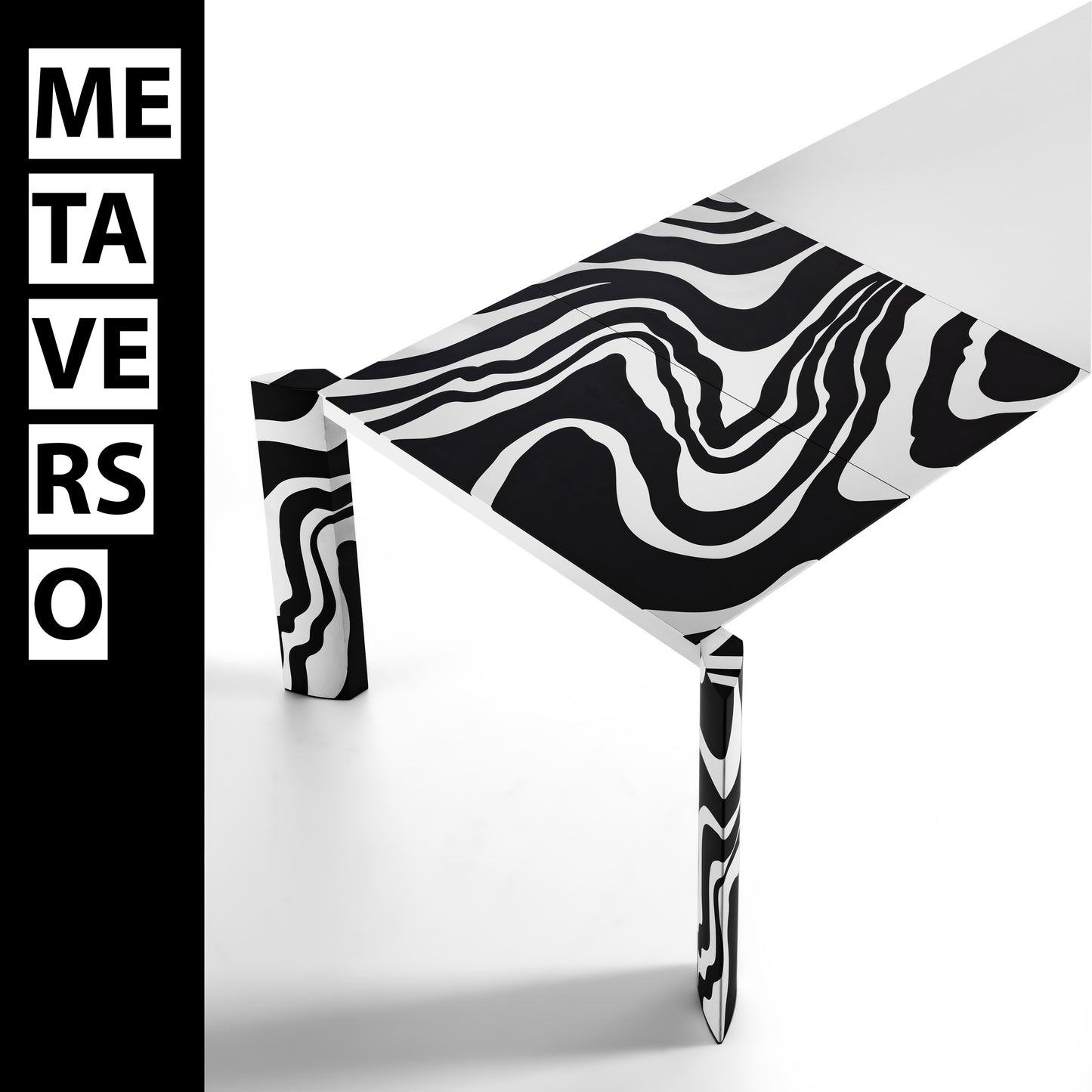 Minimalist Metaverso Table Aluminium Extendable Long Black White