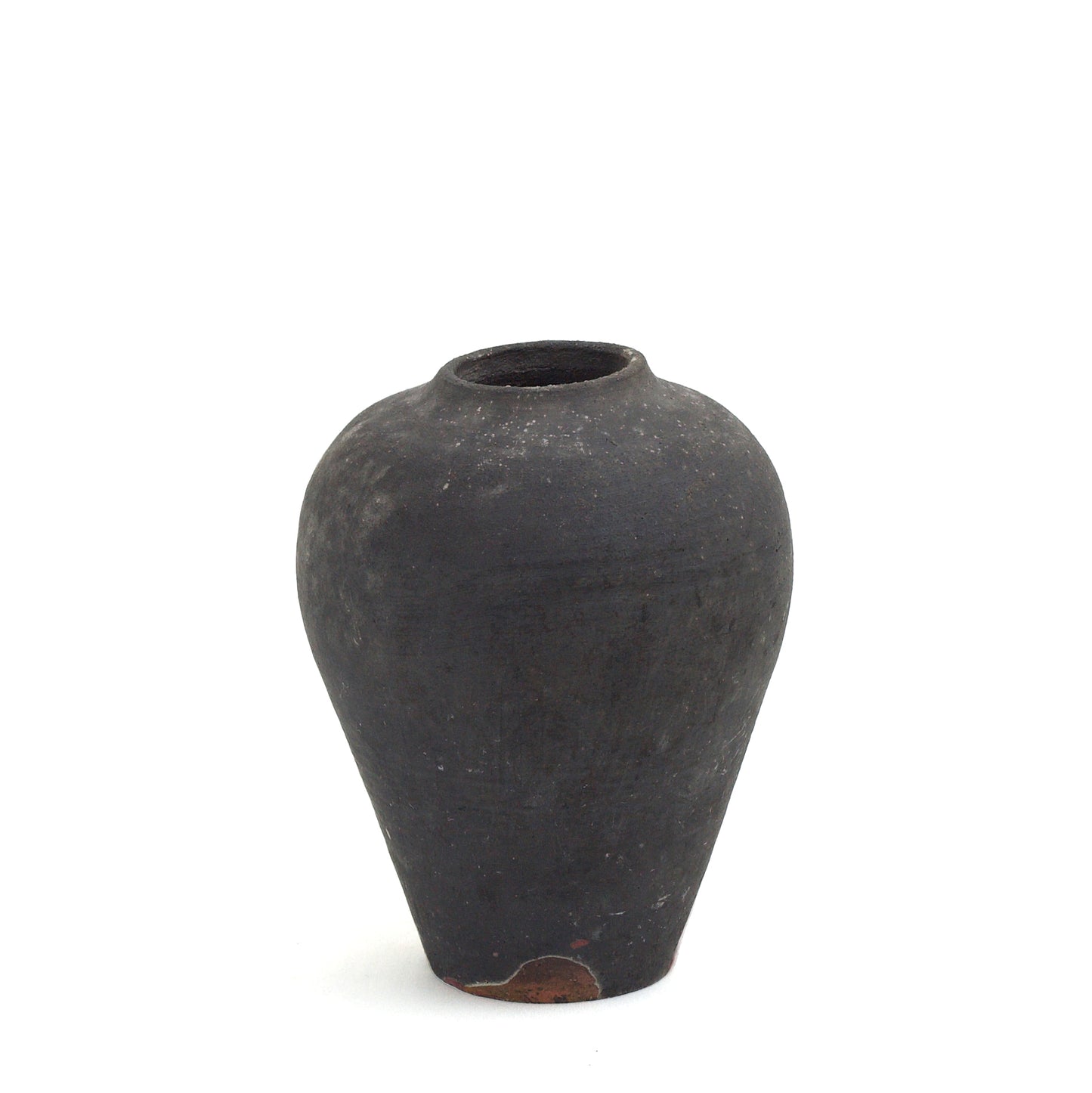 Modern Hydria Vase Raku Ceramic Black Burnt Metal Red Copper