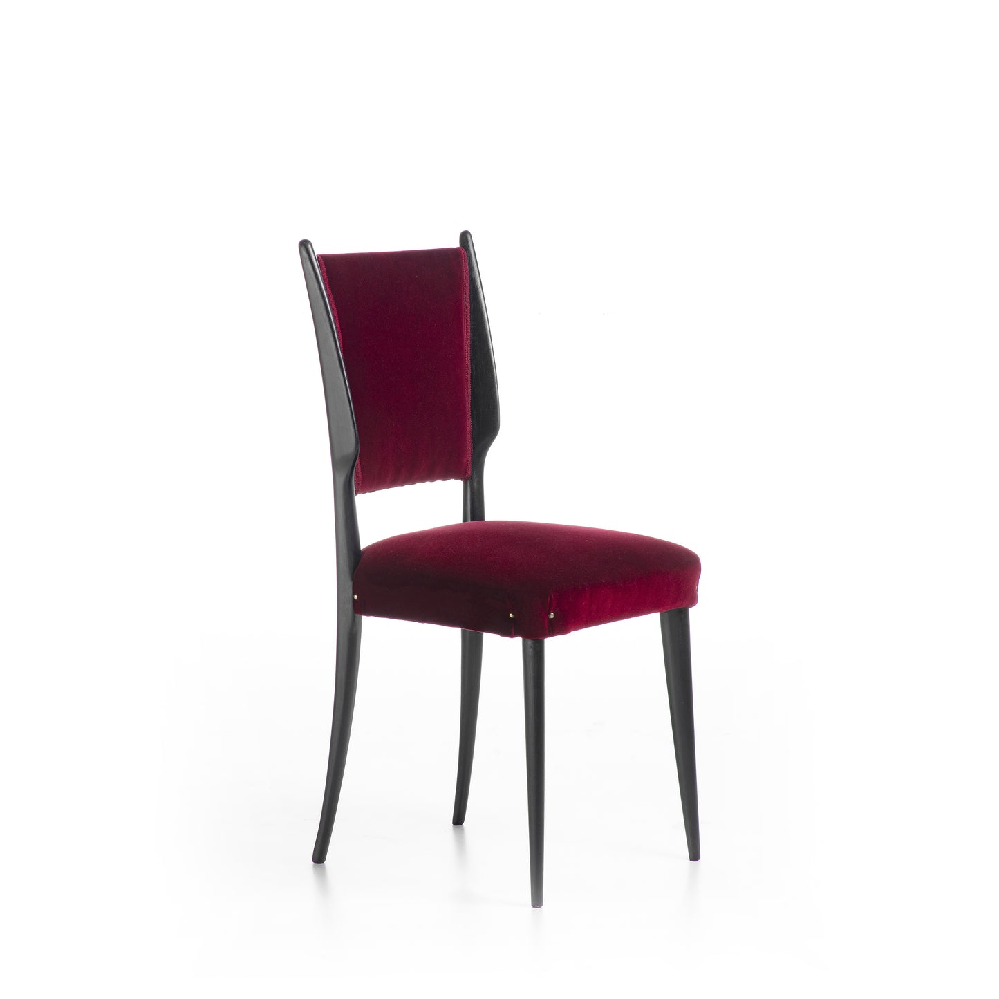 Vintage Velvet Chair Bordeaux Red Black Wood