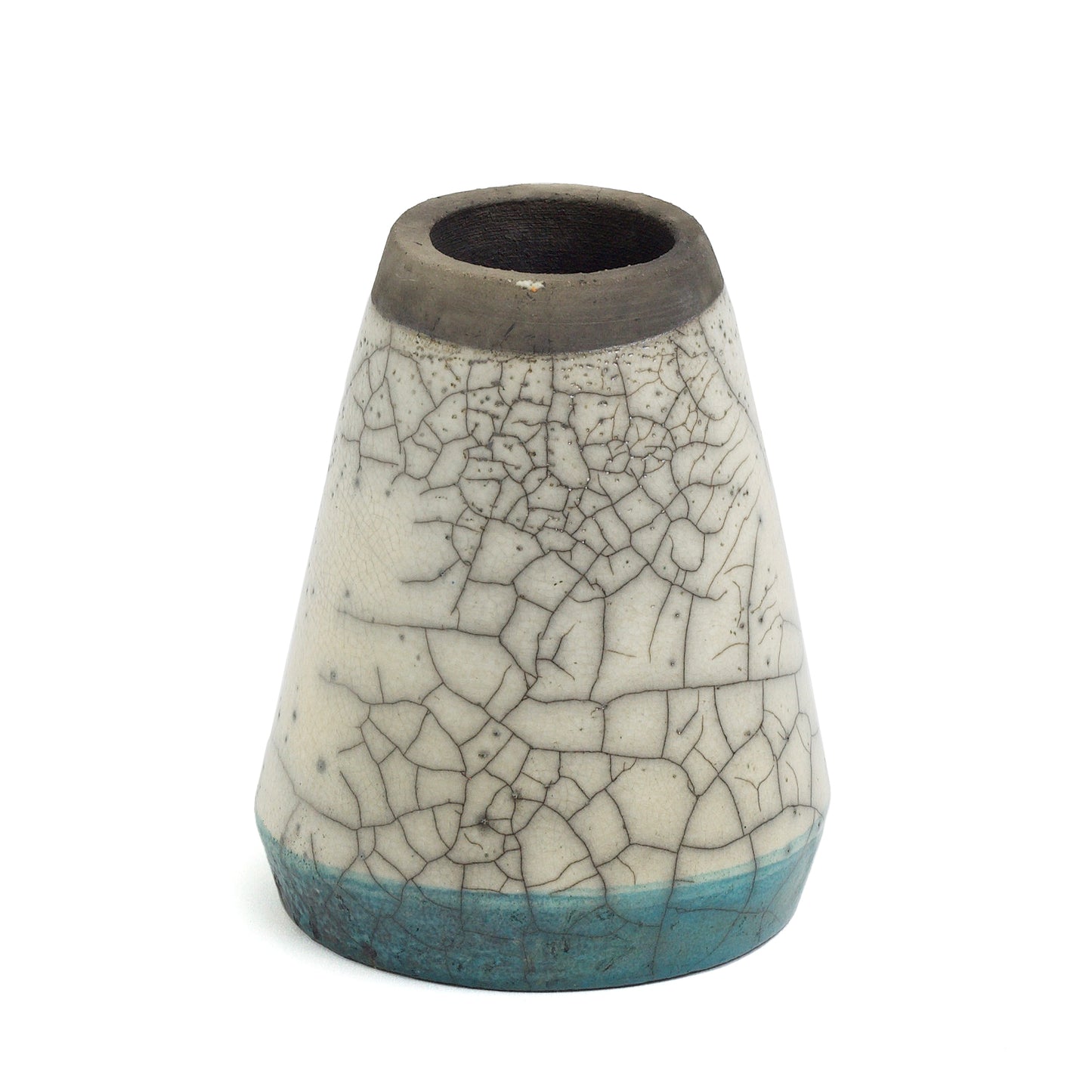 Middle East Modern Kazan Vase Raku Ceramic Green White Black Metal