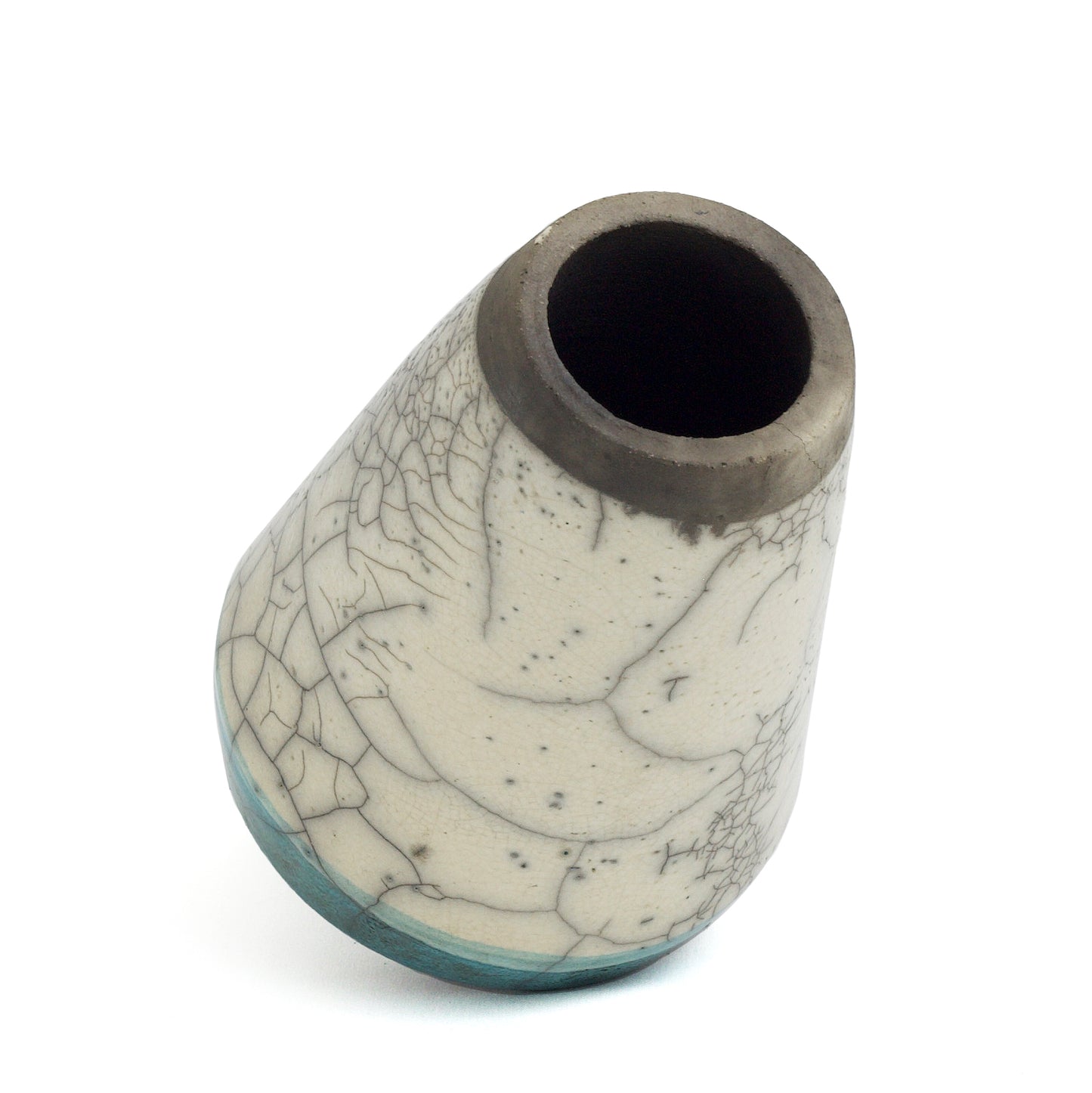 Middle East Modern Kazan Vase Raku Ceramic Green White Black Metal