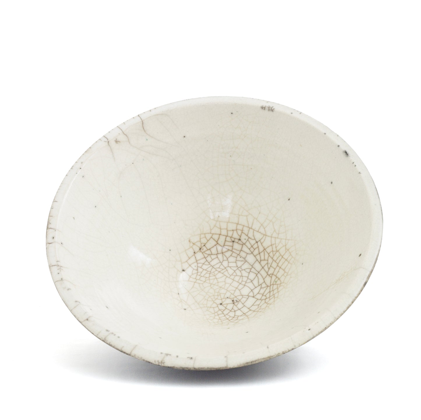 Japanese Modern Wu Set of 2 Bowls Raku Ceramics Crackle Black White