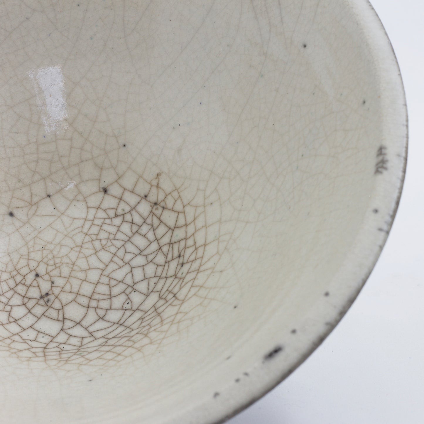 Japanese Modern Wu Set of 2 Bowls Raku Ceramics Crackle Black White