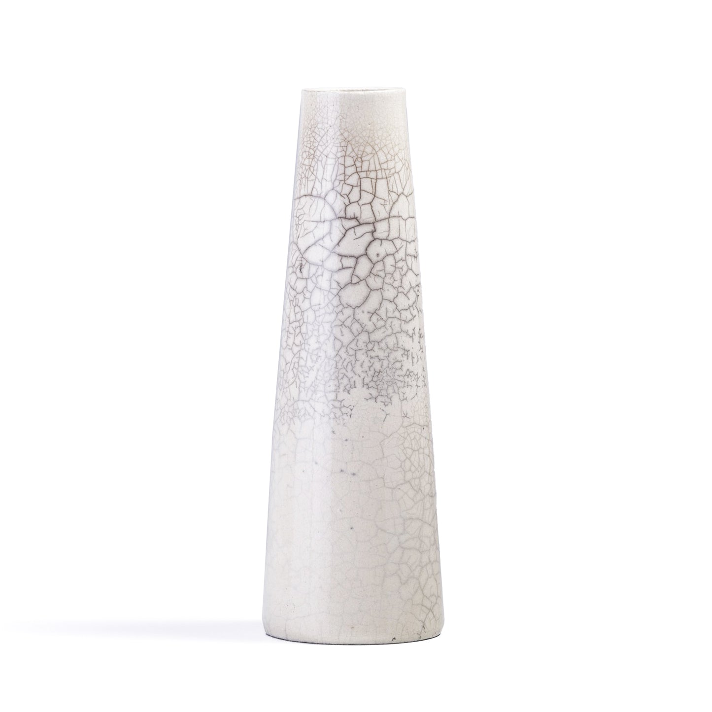 Japanese Modern Minimalist Hana Vertical L Vase Raku Ceramic White Crakle