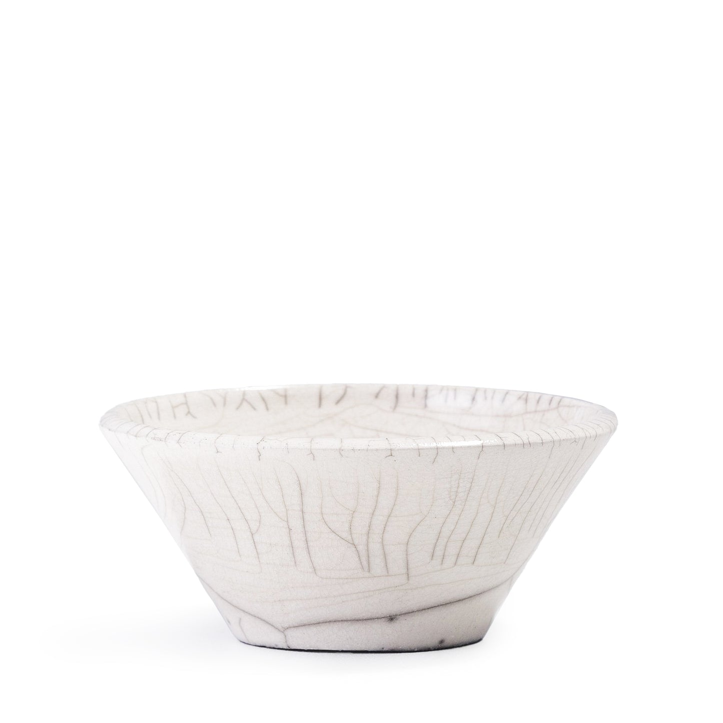 Japanese Moon Bowl Raku Ceramic Crackle White