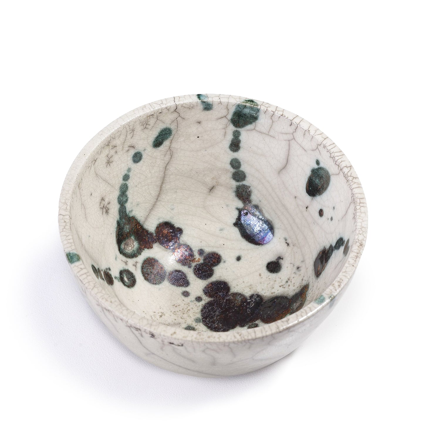 Contemporary Moss Bowl Ceramic Raku Green White
