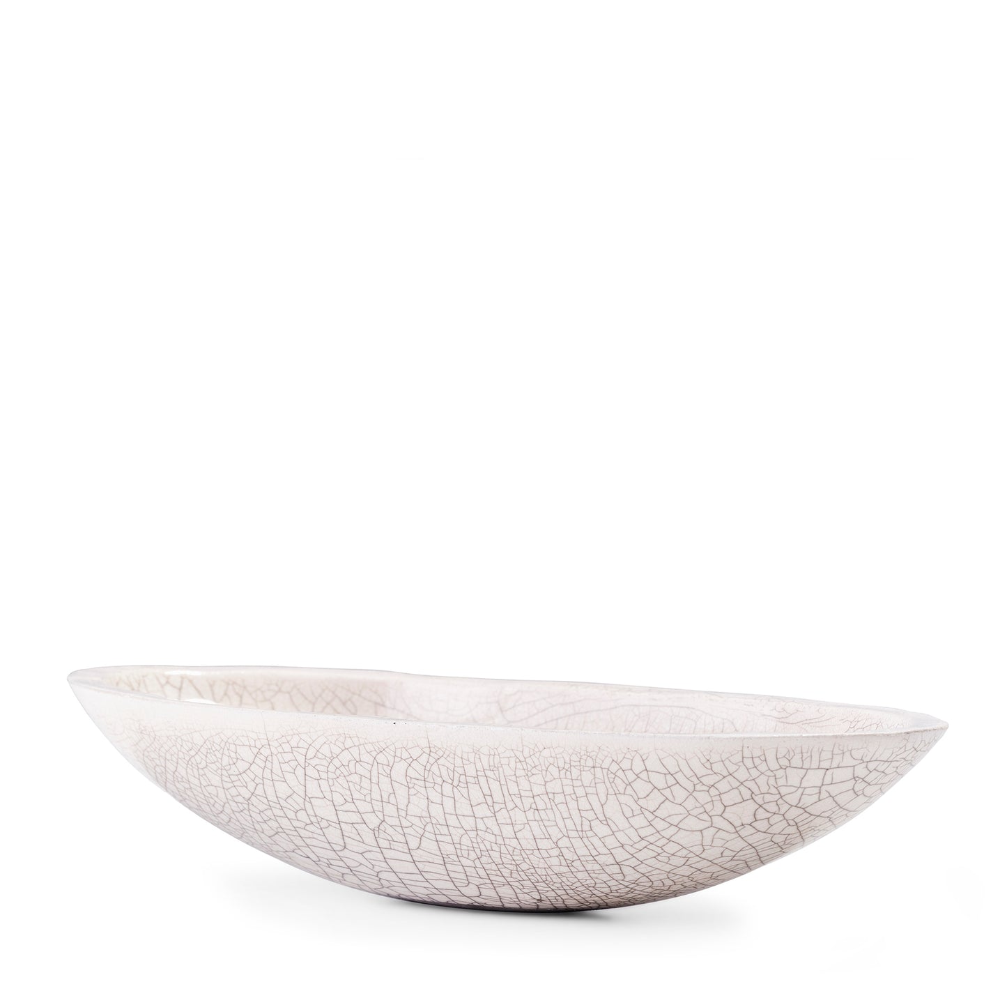 Japanese Donburi L Bowl Raku Ceramic White Crakle