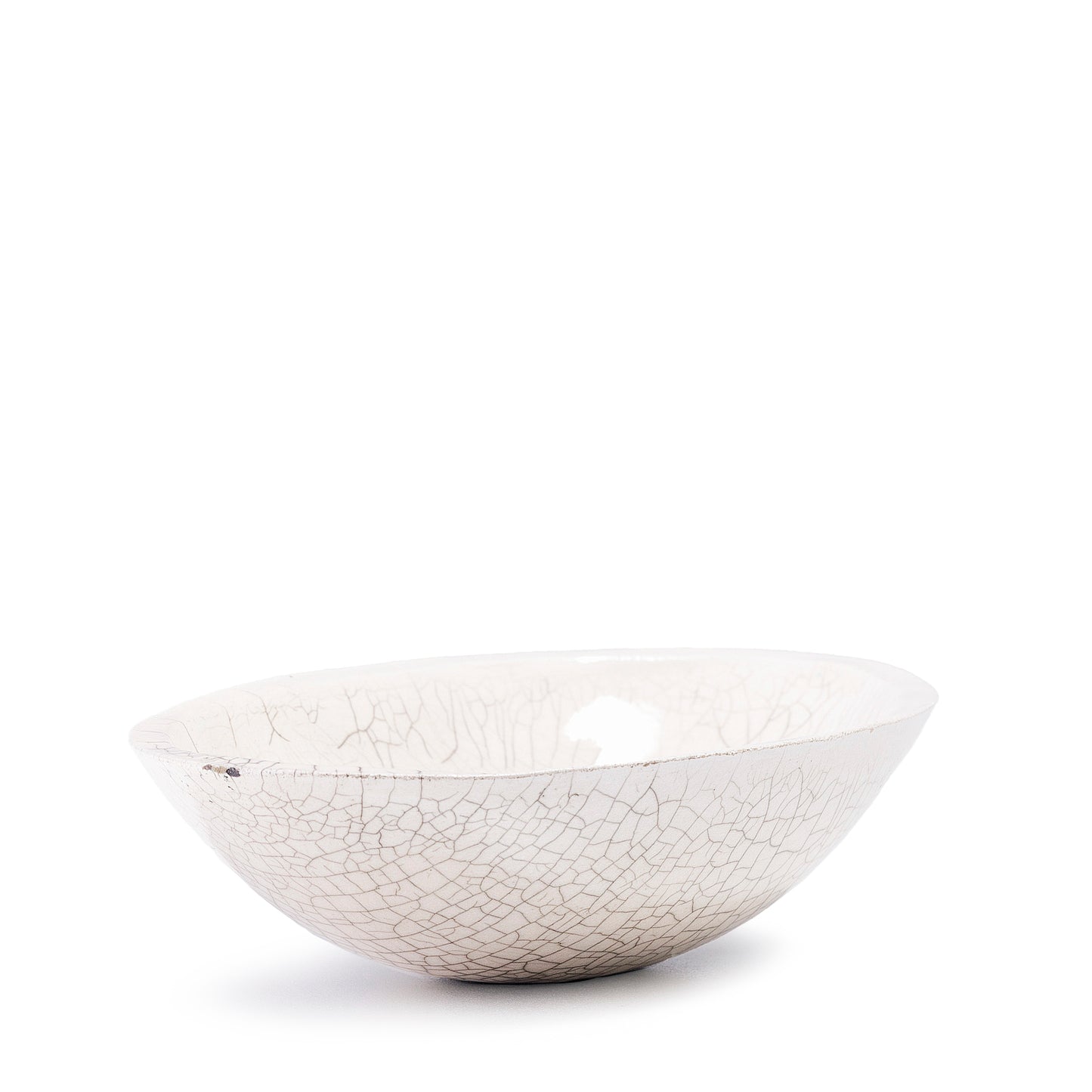 Japanese Donburi Bowl Raku Ceramic White Crakle